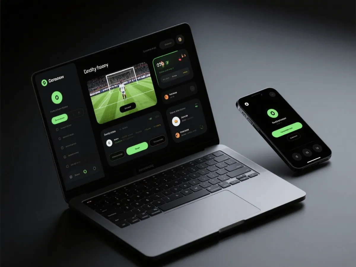 網頁版登入與賽事平台介面示意圖